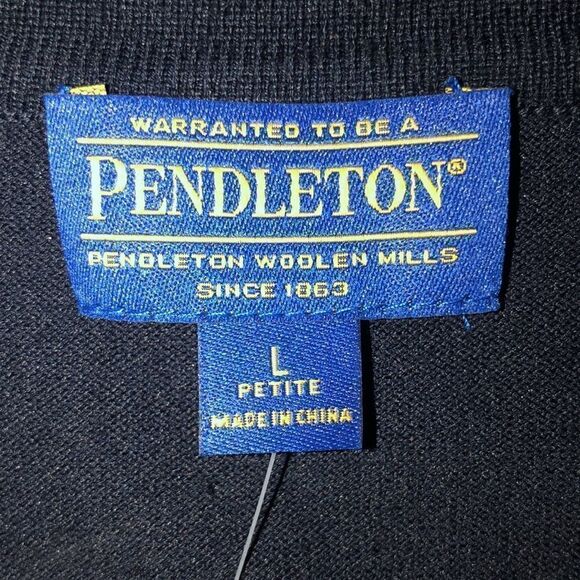Pendleton LP Navy Blue Black Coral Button Front Paisley Cardigan - Picture 5 of 8